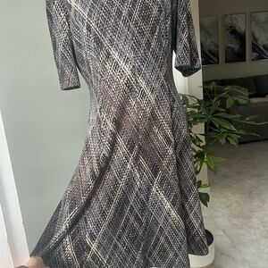 Cb Established 1962 - Geometric A-Line Dress Gray Beige Purple Size 6